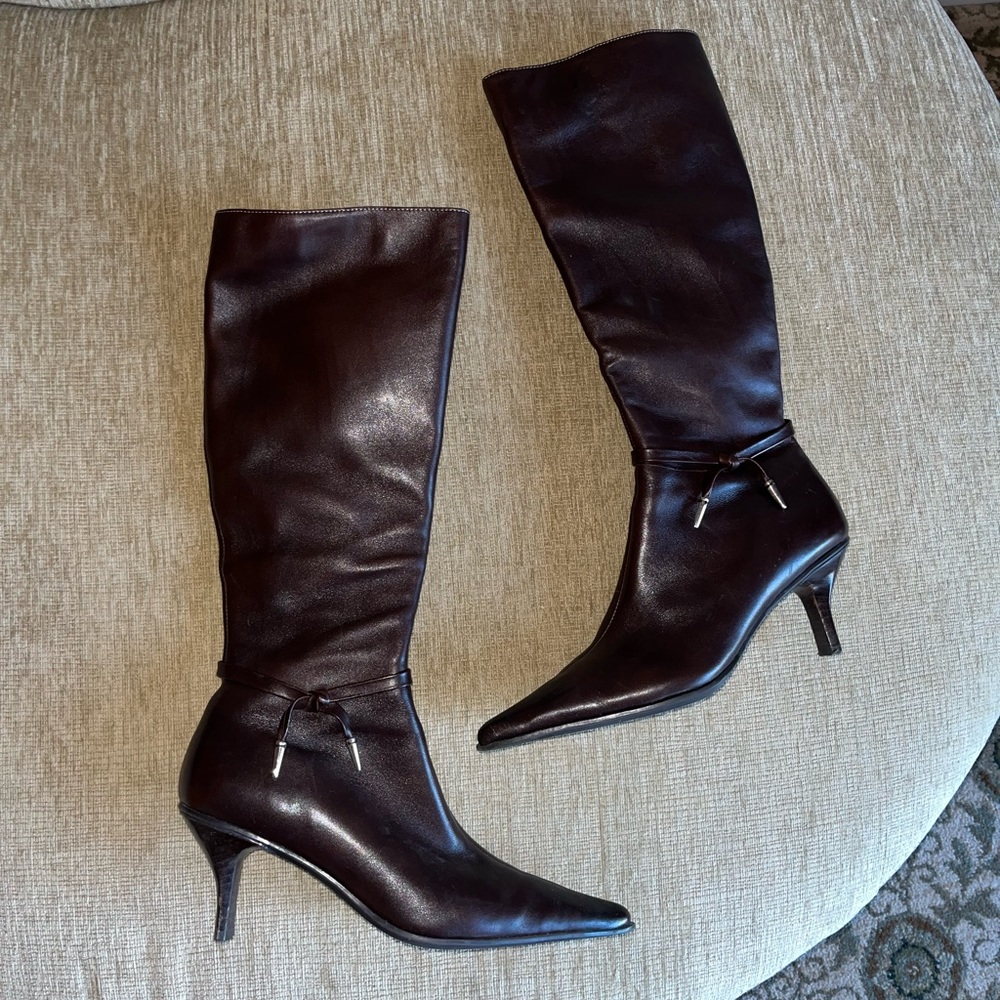 Chocolate brown leather boots
